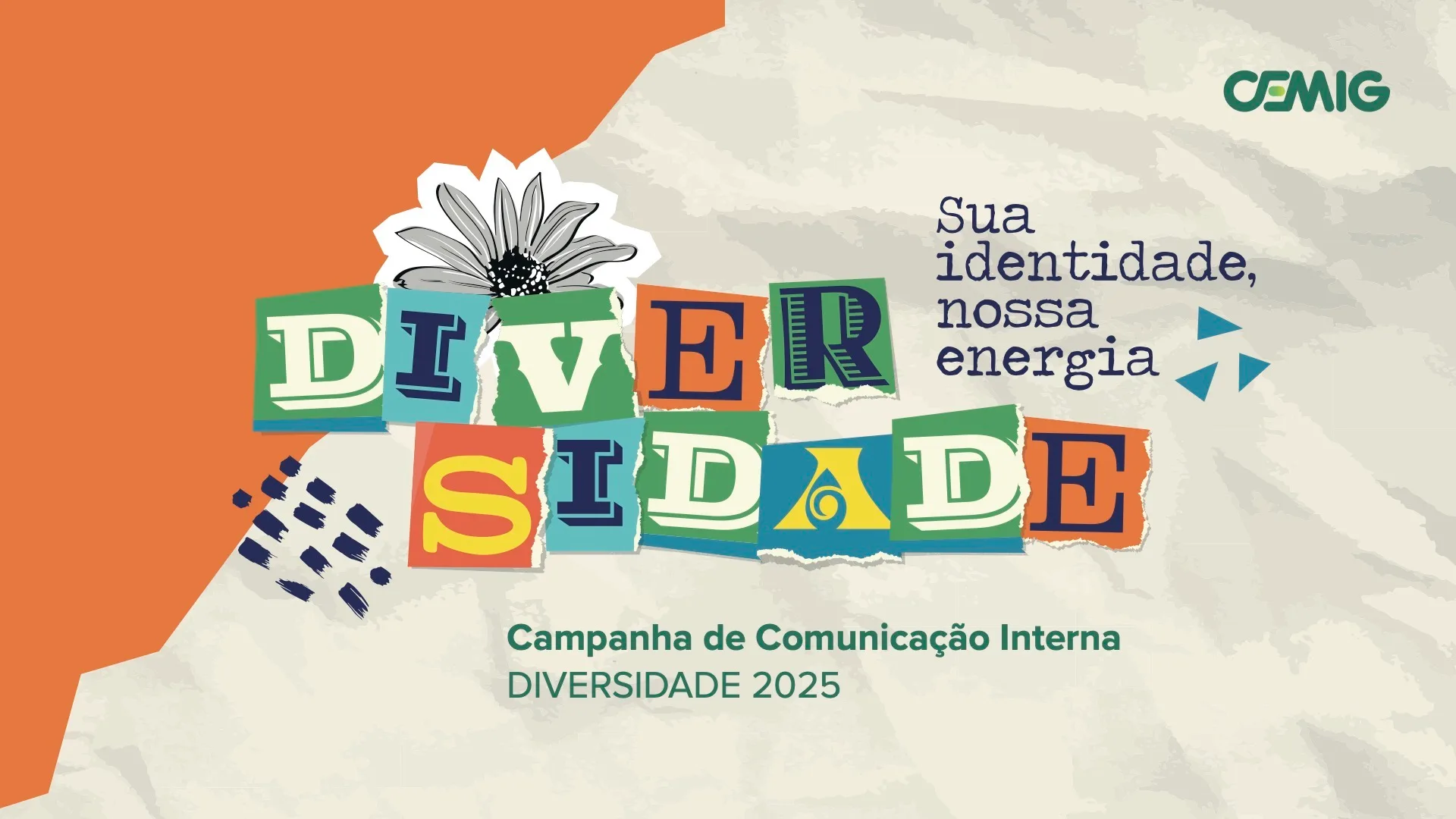 Imagem mostra a capa de apresentação de campanha de comunicação interna para a CEMIG sobre Diversidade em 2025.