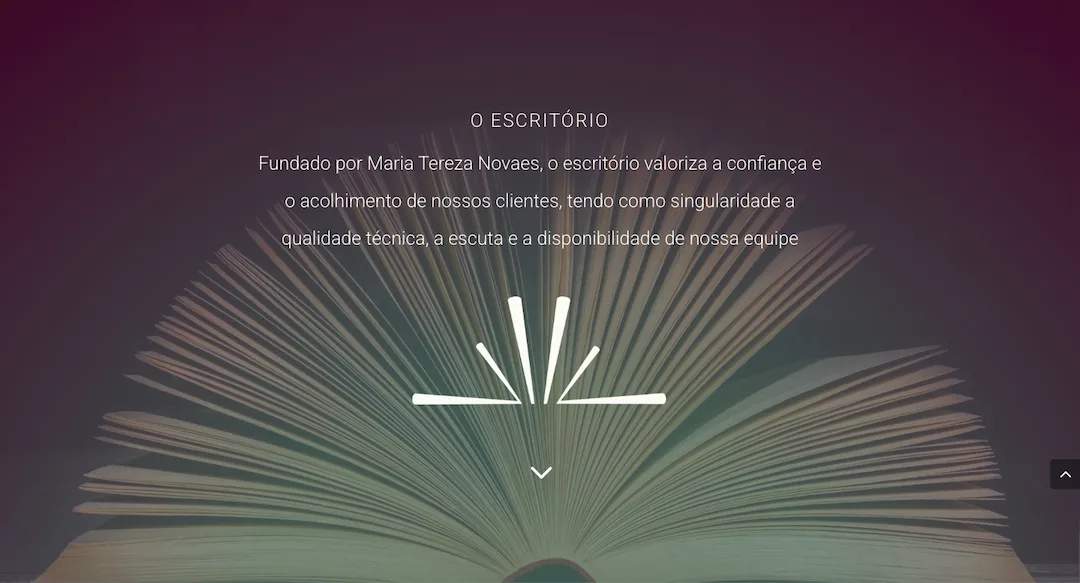 Imagem mostra a seção "O Escritório" do site do escritório Grassi Novaes Advogados.